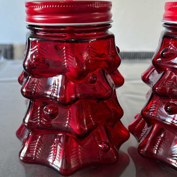 Christmas Holiday Time XMAS Tree Mason Jars Clear with Red Lid & Straw. - Picture 2 of 5